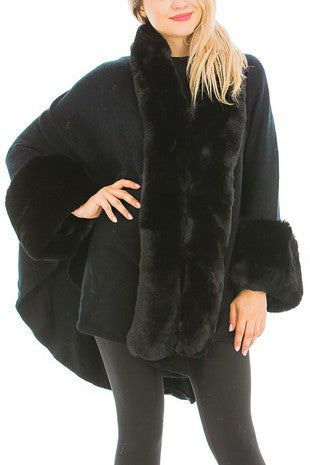 Black Faux Fur Open Silhouette