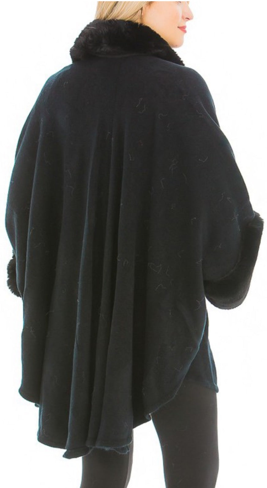 Black Faux Fur Open Silhouette