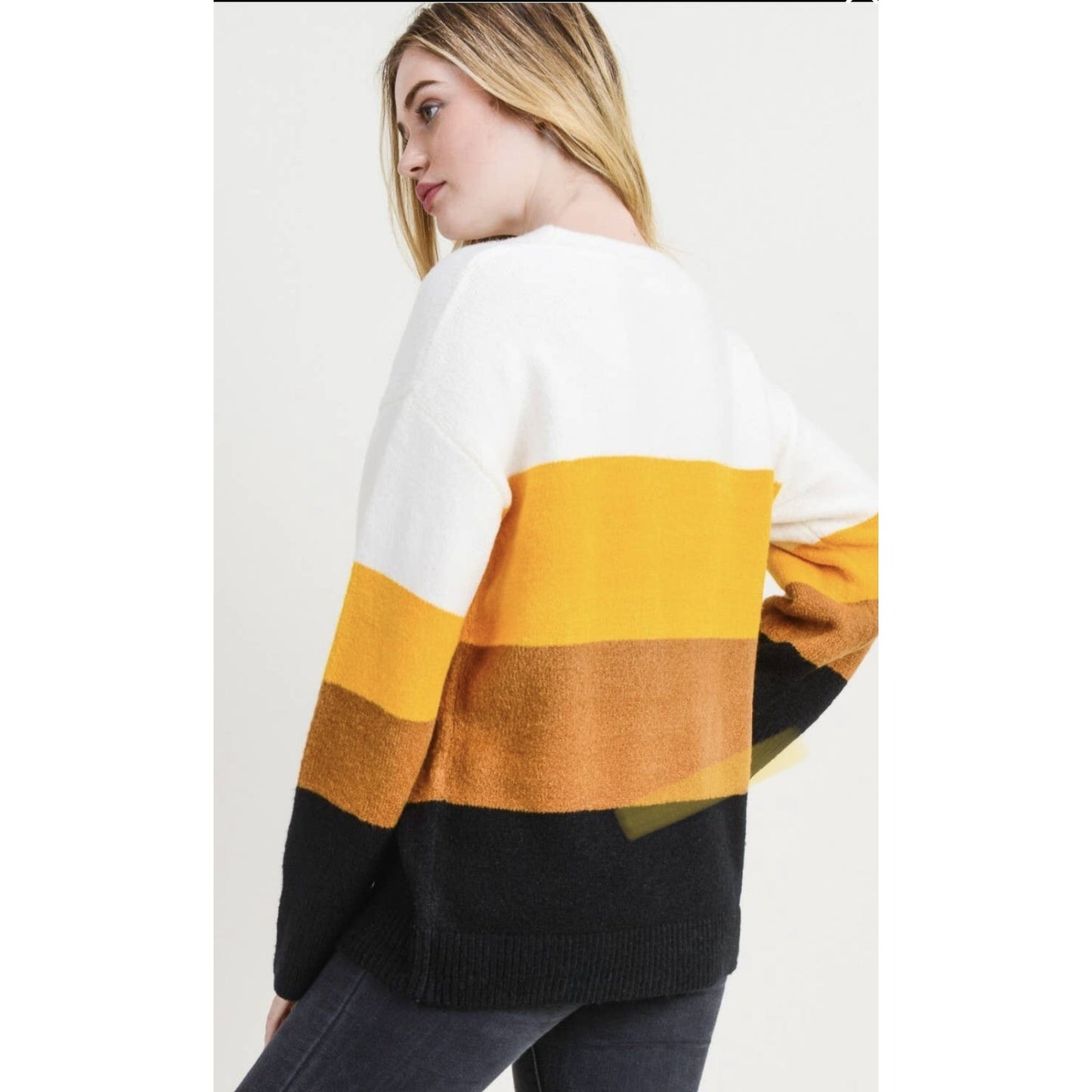 Mustard Color-Blocked Sweater