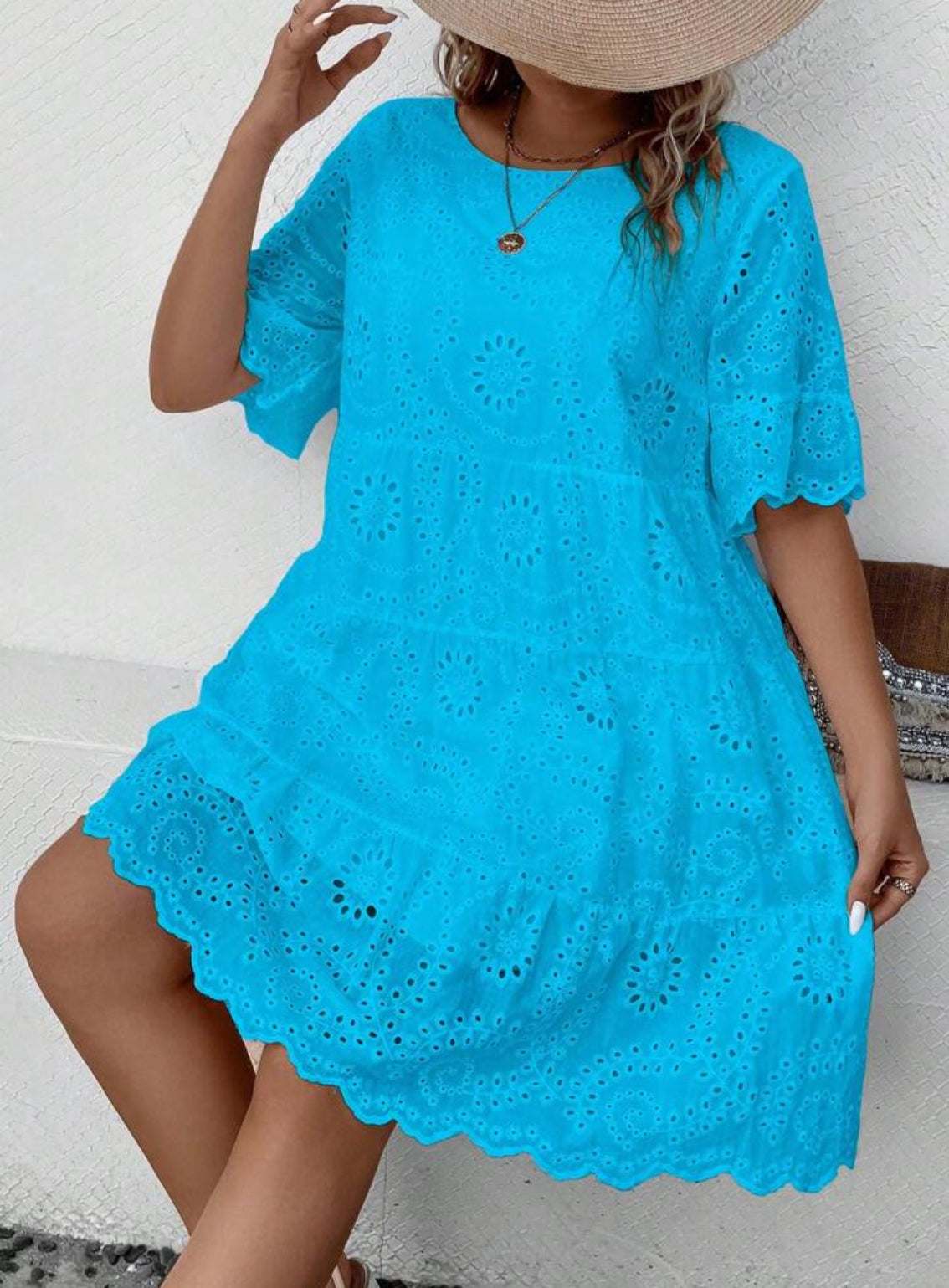 Blue Eyelet Dress