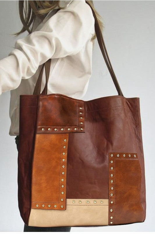 Rivet and Leather Tote Bags