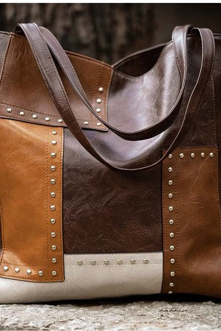 Rivet and Leather Tote Bags