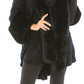 Black Faux Fur Open Silhouette