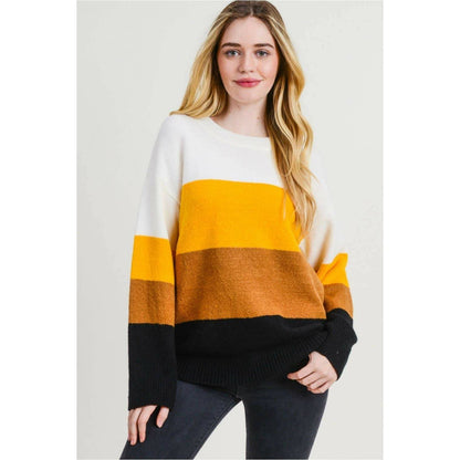 Mustard Color-Blocked Sweater